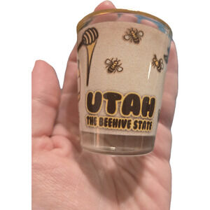 Utah The Beehive State Souvenir Shot Glass Honey Yellow